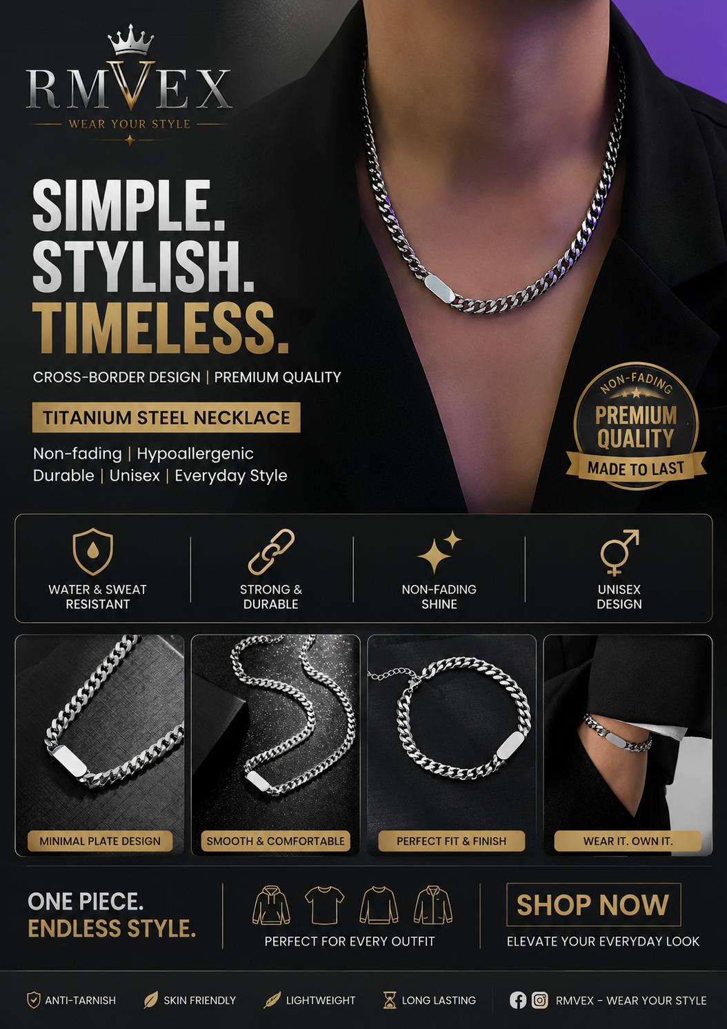 Titanium Steel Cuban Link Necklace - Image 5